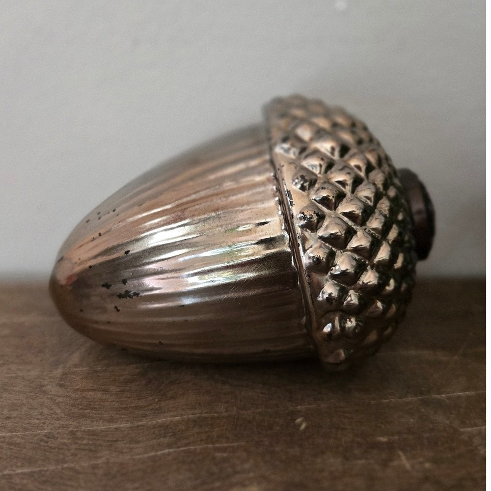 Vintage Kugel Style Mercury Glass‎ Acorn bowl filler Large Silver Fall Decor 5"